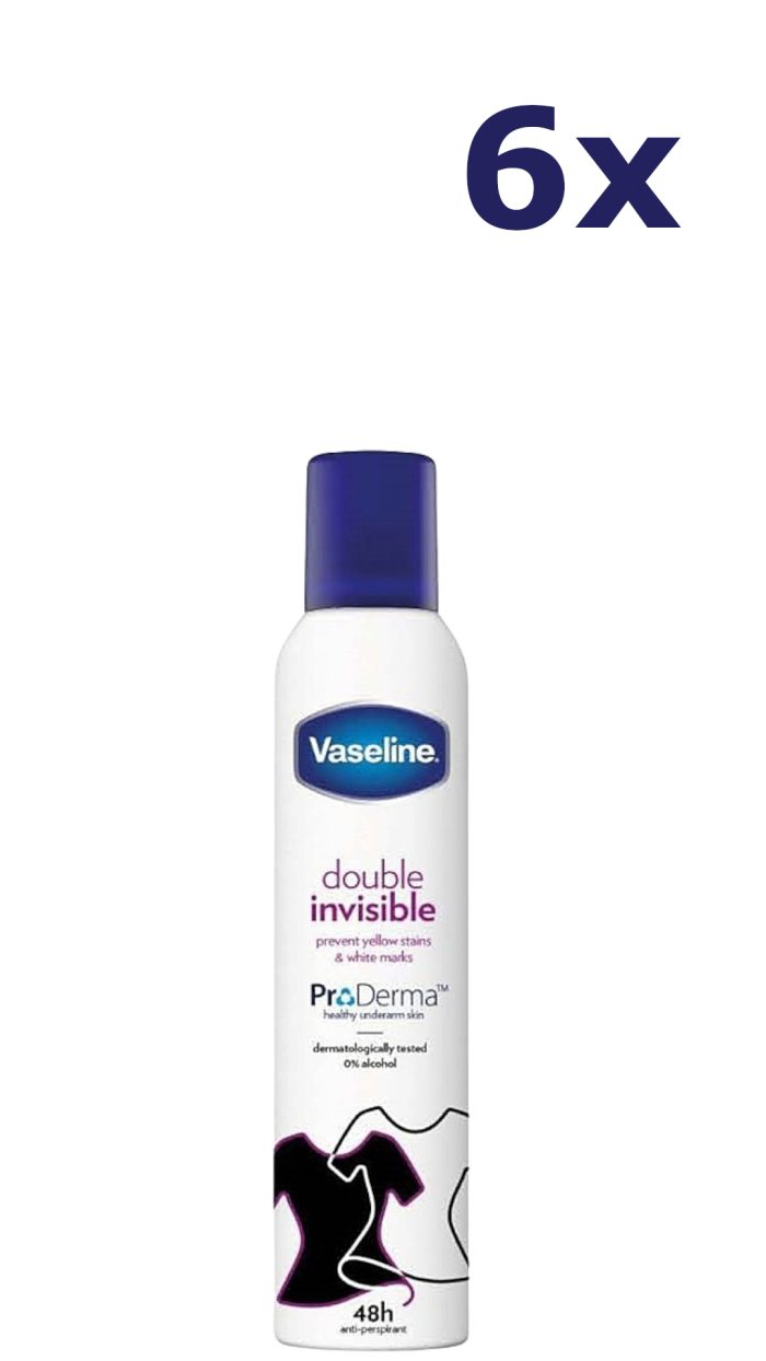 6x Vaseline 250ml deo spray double invisible