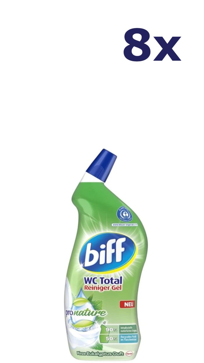 8x Biff Wc total gel - 750ml - pronature - mint eucalyptus