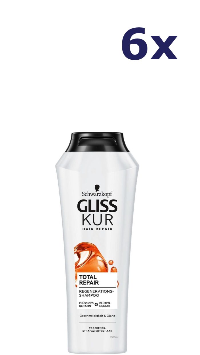 6x Gliss-Kur Shampoo - Total Repair 250 ml