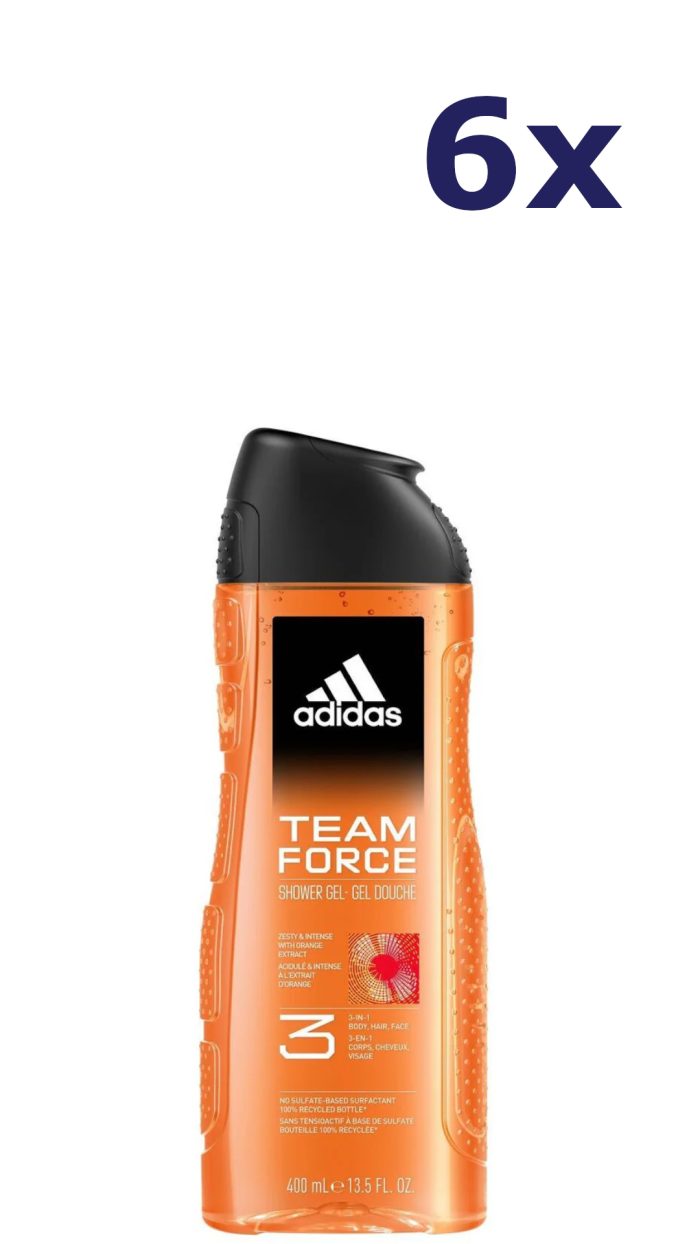 6x Adidas team force shower gel douchegel 400 ml