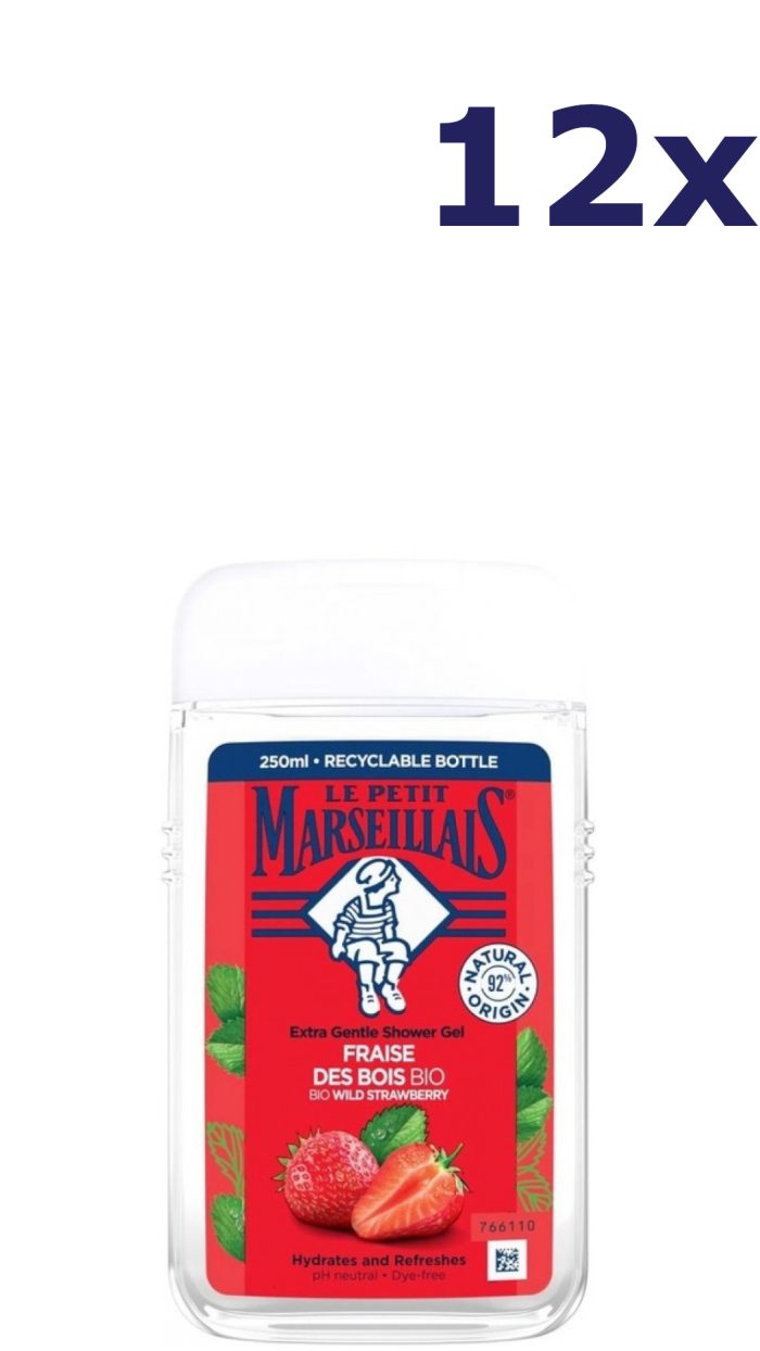 12x Le Petit Marseillais 250ml douchegel aardbei