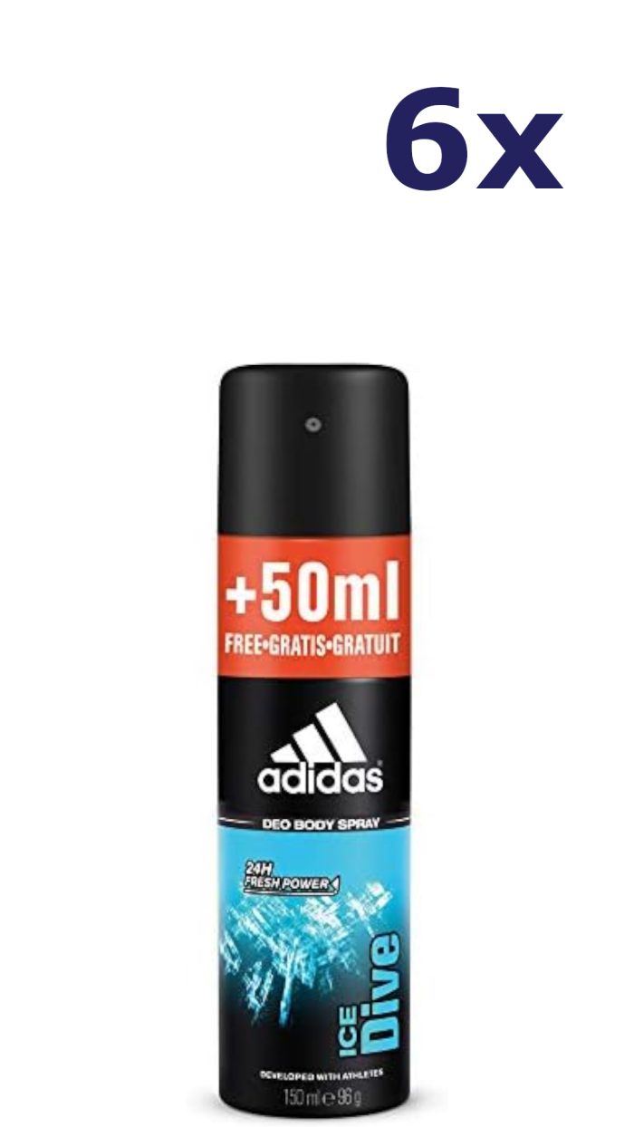 6x Adidas Deo Spray 200Ml Ice Dive