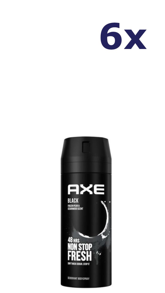 6x Axe 150ml Deo Spray Black