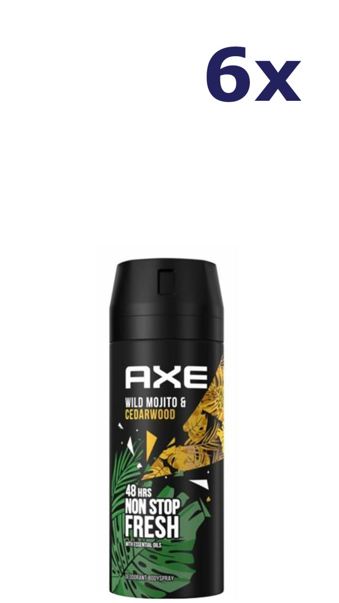 6x Axe Deospray Wild Mojito and cedarwood 150ML