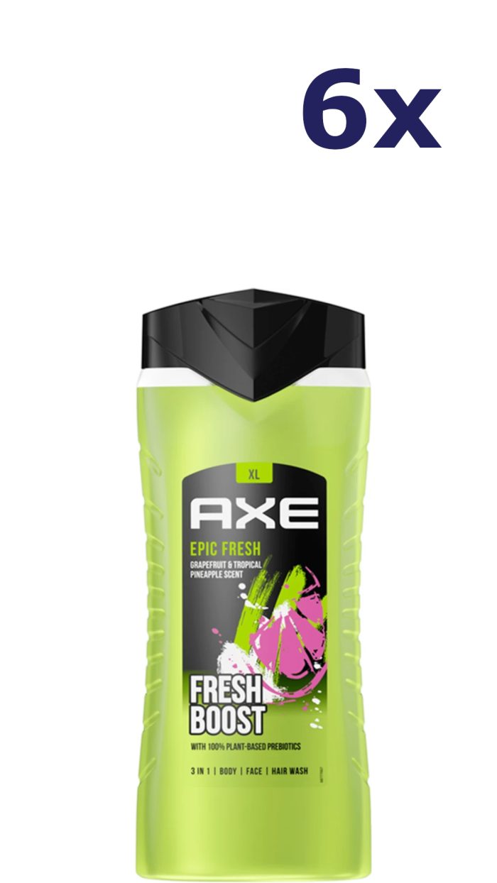 6x Axe Douchegel - 400ml - epic fresh fresh boost 3in1