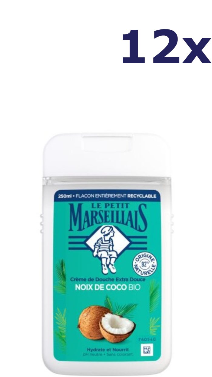 12x Le Petit Marseillais douchegel 250ML Noix de coco BIO