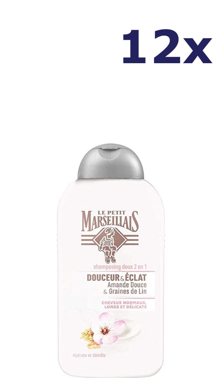 12x Le Petit Marseillais - Shampoo 2in1 met Amandelbloesem en Lijnzaad 250ML