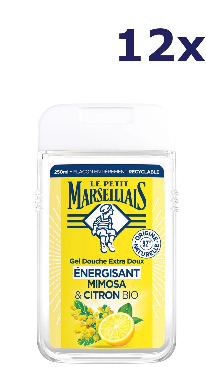 12x Le Petit Marseillais douchegel 250ML MIMOSA & CITRON BIO