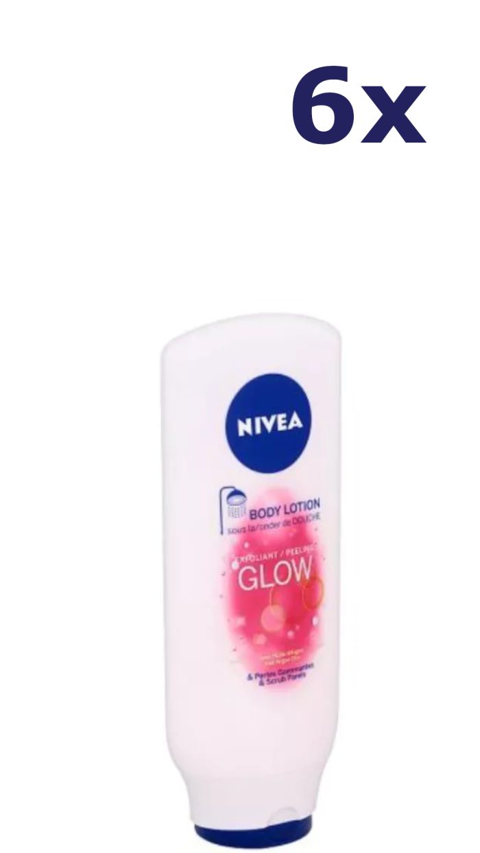 6x NIVEA Bodylotion Onder De Douche Peeling Glow 250Ml