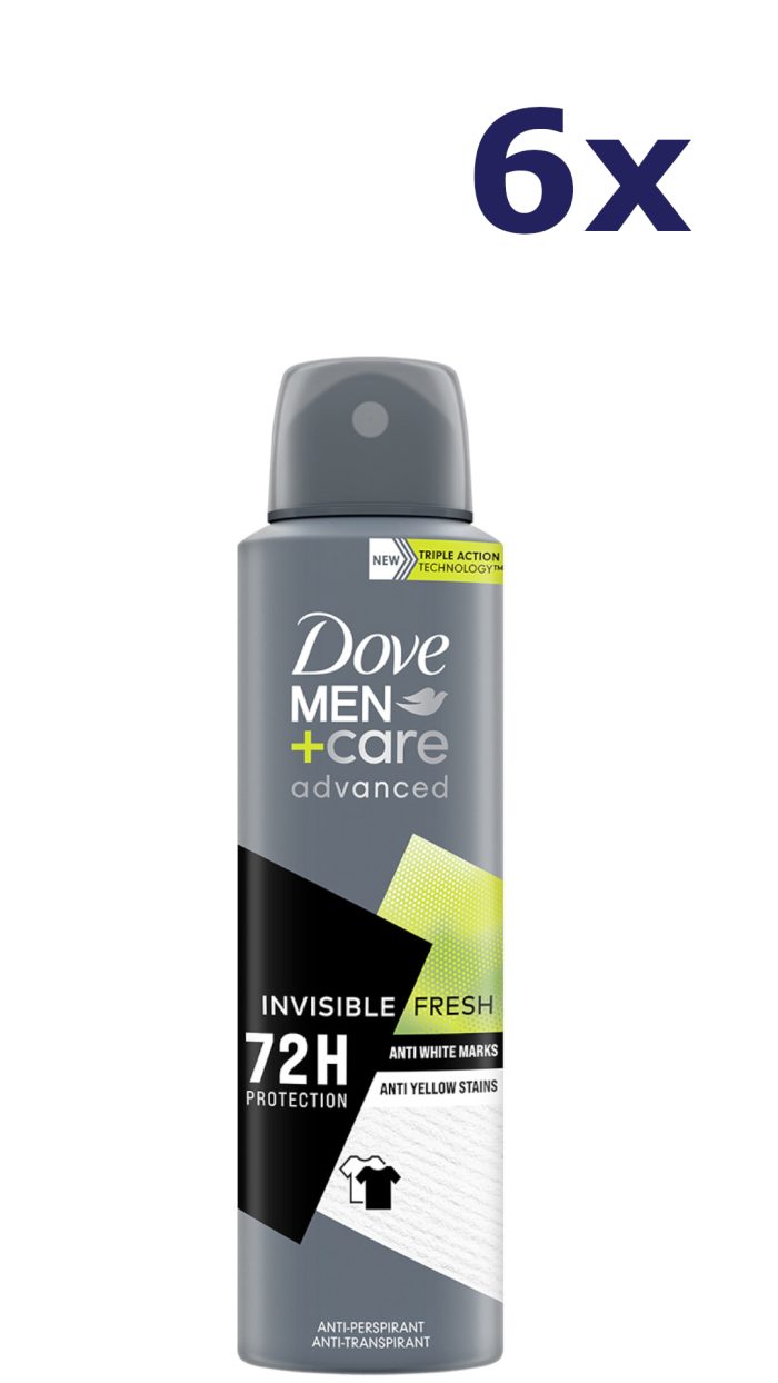 6x Dove Men Deodorant + Care Advanced Invisible Fresh 150ml