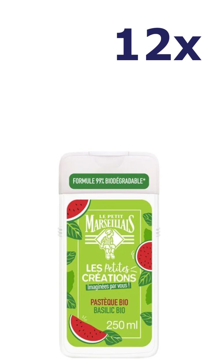 12x Le Petit Marseillais Douchegel 250 ML PASTEQUE & BASILIC BIO