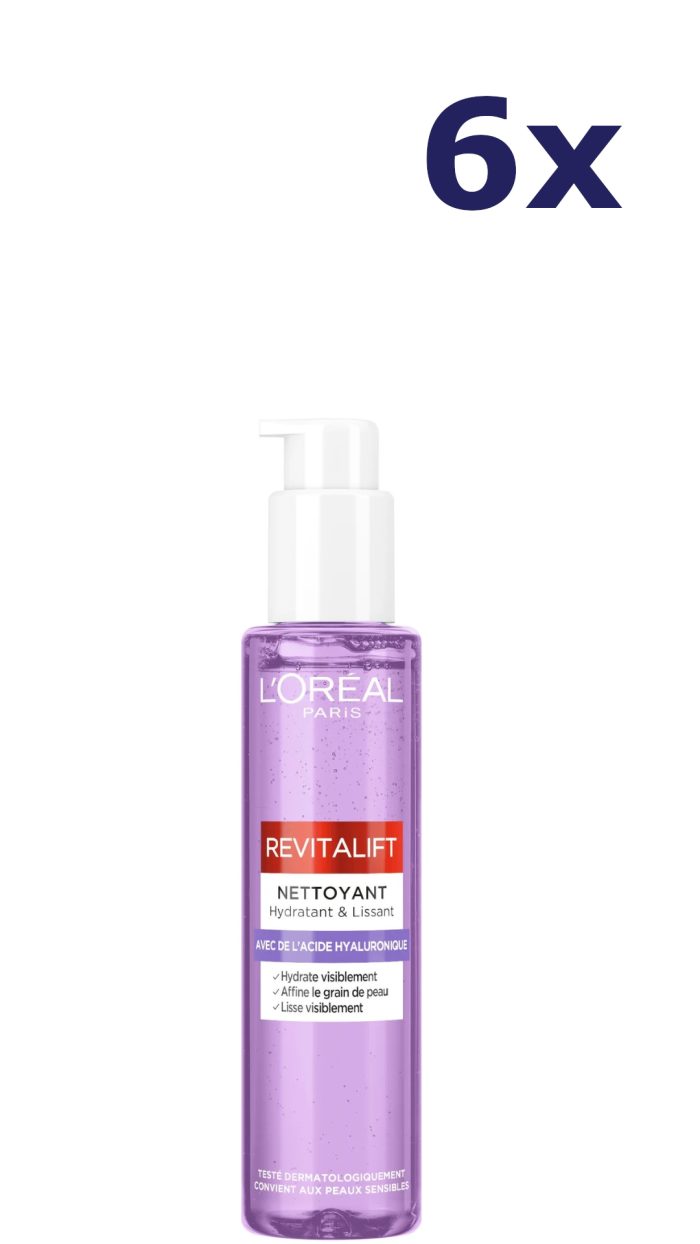 6x L'Oreal Skin Revitalift Gezichtsreiniger Hyaluronzuur 150ml