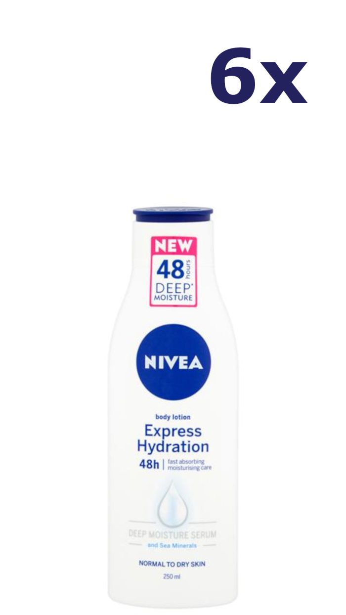 6x Nivea Lotion 250ml Express Hydration